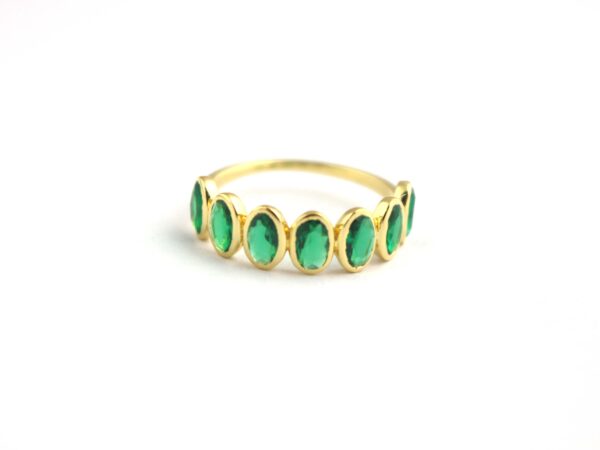 Natural Emerald Stacking 18k Solid Yellow Gold Bezel Ring