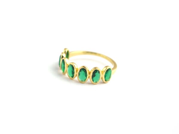 Natural Emerald Stacking 18k Solid Yellow Gold Bezel Ring - Image 4