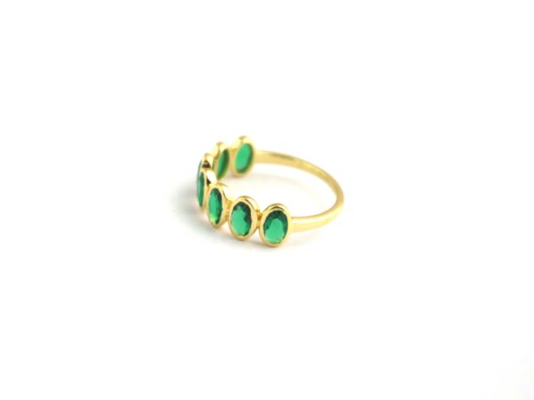 Natural Emerald Stacking 18k Solid Yellow Gold Bezel Ring - Image 5