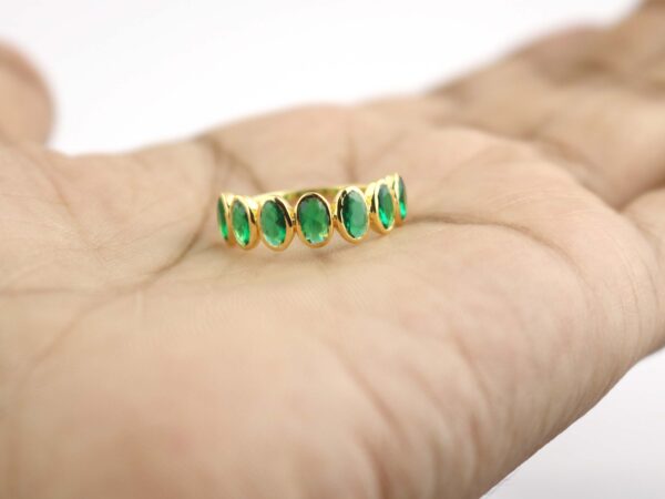 Natural Emerald Stacking 18k Solid Yellow Gold Bezel Ring - Image 7