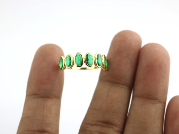 Natural Emerald Stacking 18k Solid Yellow Gold Bezel Ring - Image 10