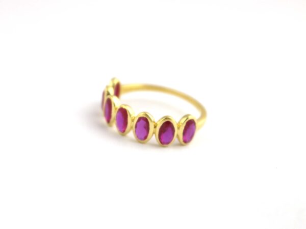 Natural Ruby 14k Solid Yellow Gold Bezel Engagement Ring - Image 8