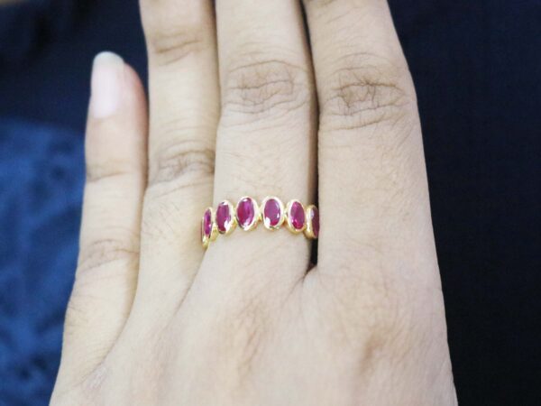 Natural Ruby 14k Solid Yellow Gold Bezel Engagement Ring - Image 4