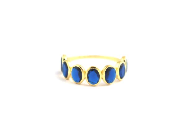 Natural Sapphire Oval Stacking 14k Solid Yellow Gold Ring