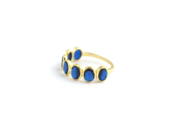 Natural Sapphire Oval Stacking 14k Solid Yellow Gold Ring - Image 9