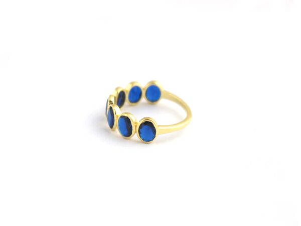 Natural Sapphire Oval Stacking 14k Solid Yellow Gold Ring - Image 8