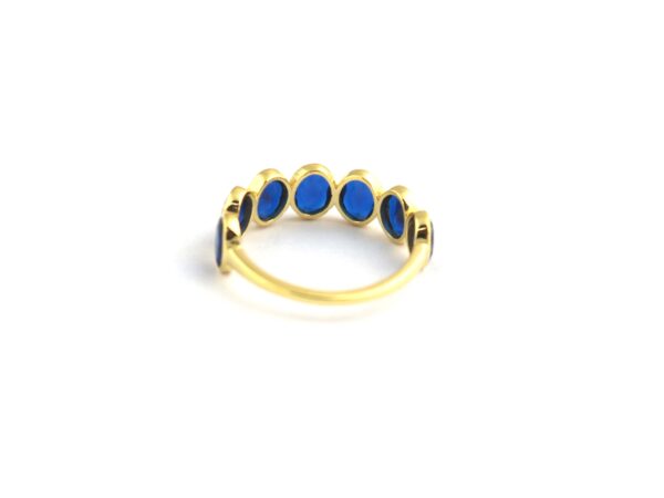 Natural Sapphire Oval Stacking 14k Solid Yellow Gold Ring - Image 7