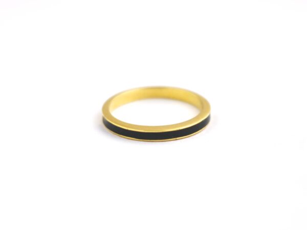 14k Rose Gold Black Enamel Band Ring For Her