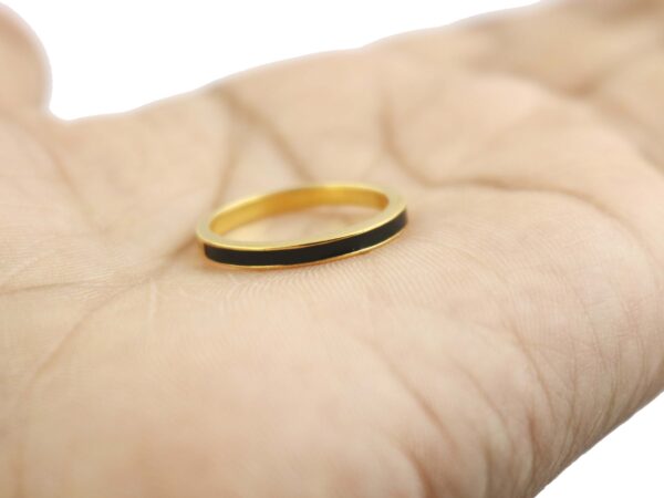 14k Rose Gold Black Enamel Band Ring For Her - Image 3