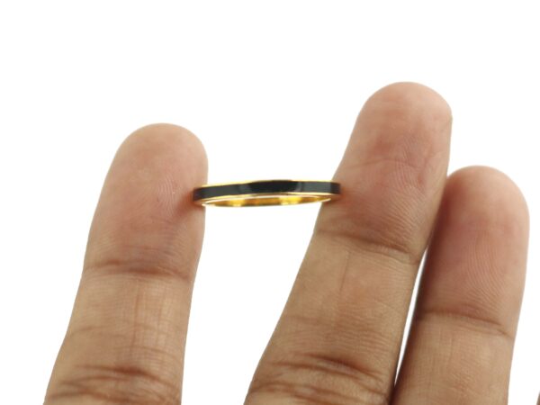 14k Rose Gold Black Enamel Band Ring For Her - Image 7