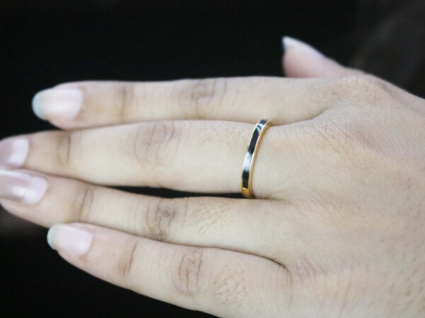 14k Rose Gold Black Enamel Band Ring For Her - Image 6
