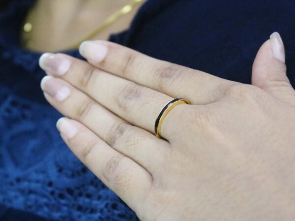14k Rose Gold Black Enamel Band Ring For Her - Image 5