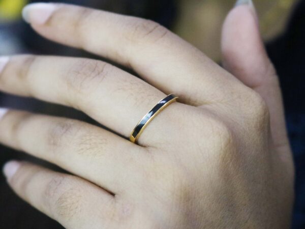 14k Rose Gold Black Enamel Band Ring For Her - Image 2