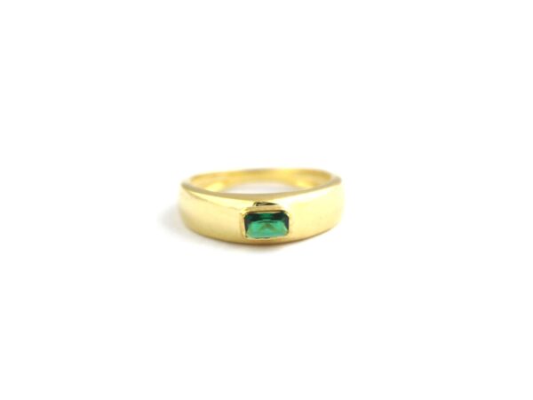 Natural Emerald Octagon 14k Yellow Gold May Birthstone Wedding Ring