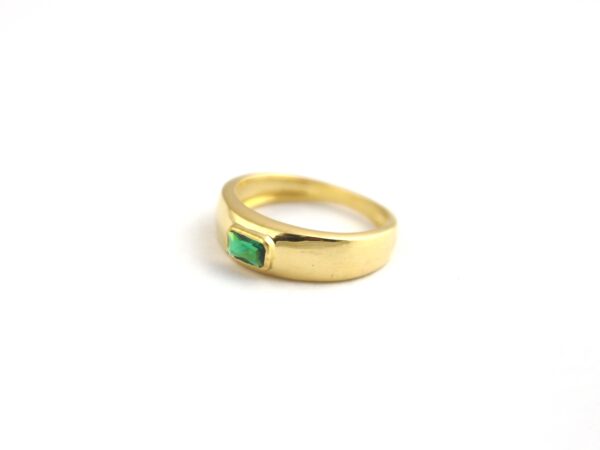 Natural Emerald Octagon 14k Yellow Gold May Birthstone Wedding Ring - Image 3