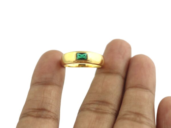 Natural Emerald Octagon 14k Yellow Gold May Birthstone Wedding Ring - Image 7