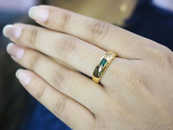 Natural Emerald Octagon 14k Yellow Gold May Birthstone Wedding Ring - Image 8