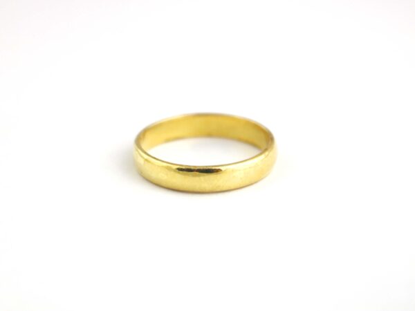 Gold Wedding Band 14k Yellow Gold Band 3.8mm CLASSIC DOME Polished Men's and Women's Ring