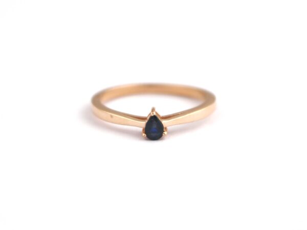 14k Solid Rose Gold Sapphire Pear Cut Dainty Minimalist Rose Gold Stackable Ring