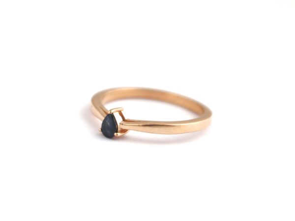 14k Solid Rose Gold Sapphire Pear Cut Dainty Minimalist Rose Gold Stackable Ring - Image 3