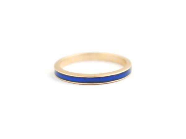 14k Rose Gold Blue Enamel Wedding Band Ring