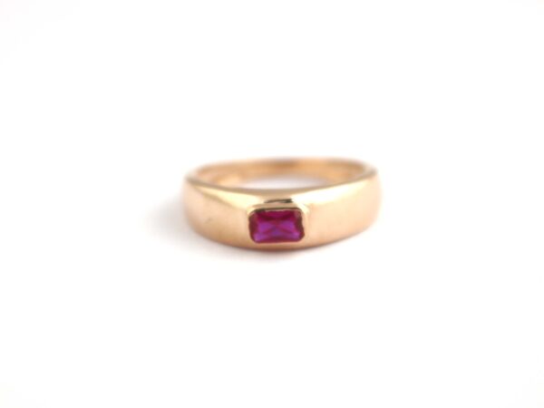 Natural Ruby Octagon 14k Yellow Gold July Birthstone Wedding Ring