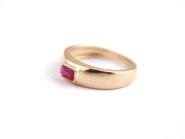 Natural Ruby Octagon 14k Yellow Gold July Birthstone Wedding Ring - Image 3