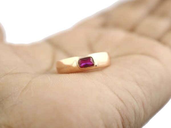 Natural Ruby Octagon 14k Yellow Gold July Birthstone Wedding Ring - Image 5