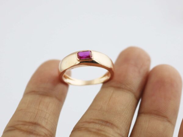 Natural Ruby Octagon 14k Yellow Gold July Birthstone Wedding Ring - Image 6