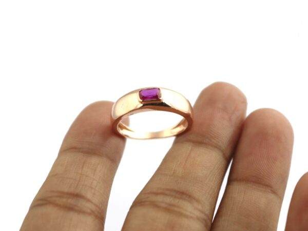 Natural Ruby Octagon 14k Yellow Gold July Birthstone Wedding Ring - Image 7