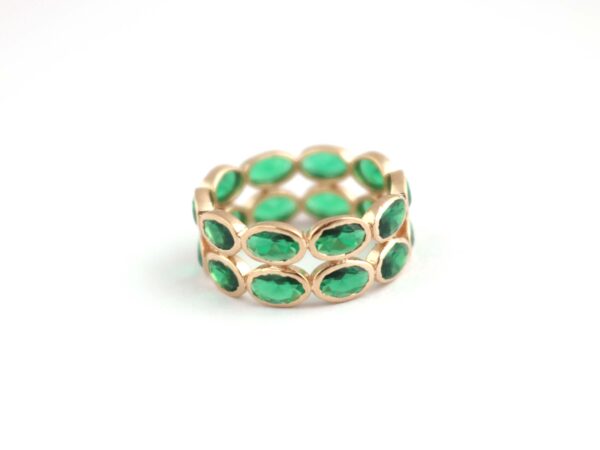 Natural Emerald Stacking 14k Solid Gold Engagement Ring Gift - Image 2