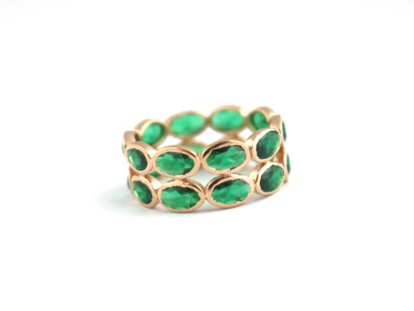 Natural Emerald Stacking 14k Solid Gold Engagement Ring Gift - Image 3