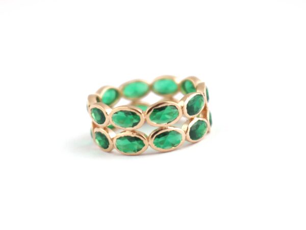 Natural Emerald Stacking 14k Solid Gold Engagement Ring Gift - Image 4