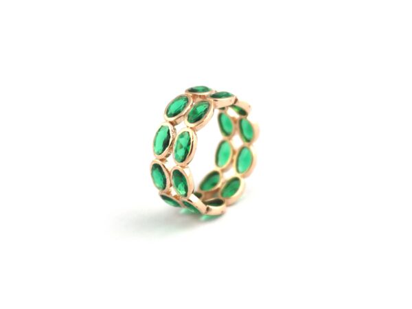 Natural Emerald Stacking 14k Solid Gold Engagement Ring Gift