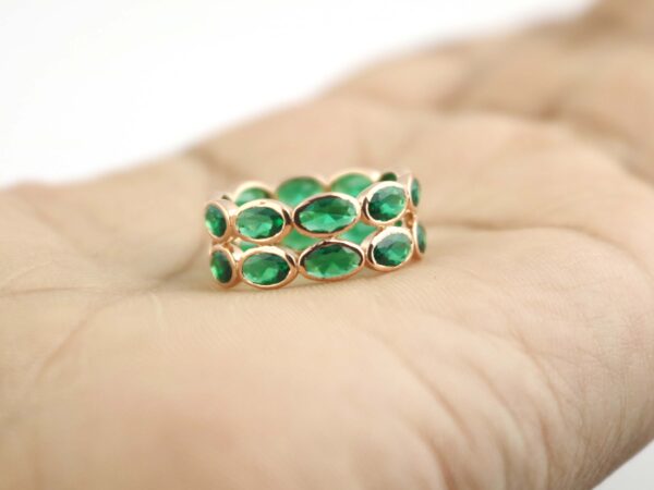 Natural Emerald Stacking 14k Solid Gold Engagement Ring Gift - Image 6