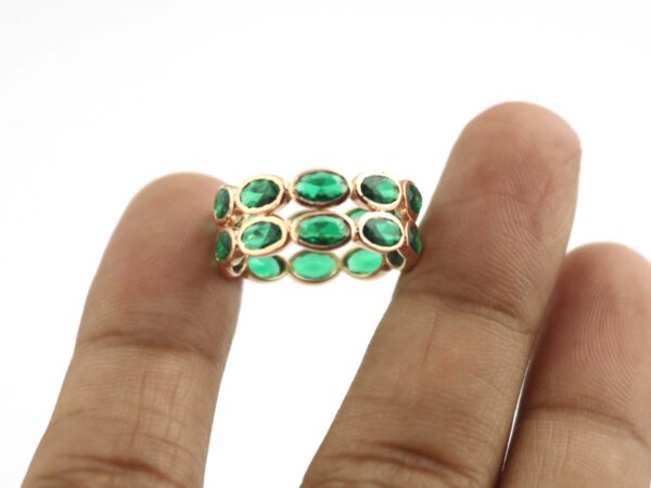 Natural Emerald Stacking 14k Solid Gold Engagement Ring Gift - Image 7