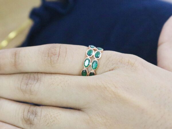 Natural Emerald Stacking 14k Solid Gold Engagement Ring Gift - Image 8