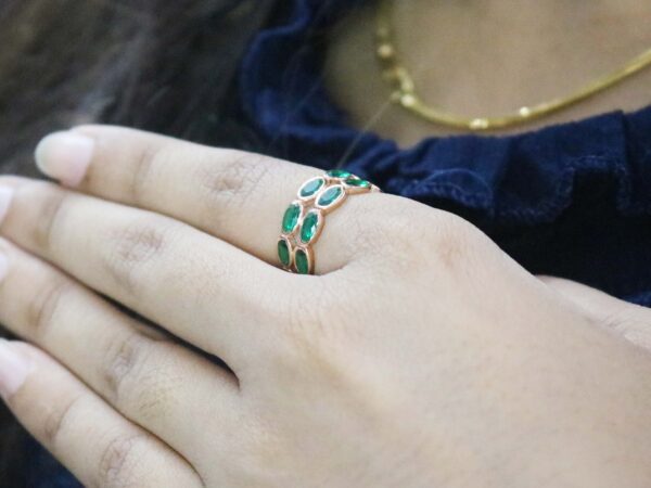 Natural Emerald Stacking 14k Solid Gold Engagement Ring Gift - Image 10
