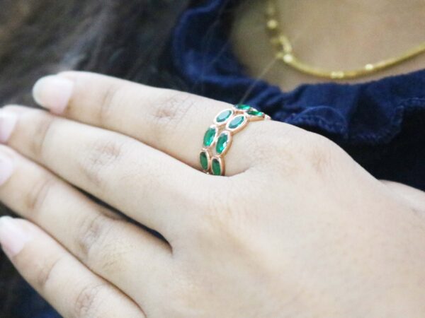 Natural Emerald Stacking 14k Solid Gold Engagement Ring Gift - Image 11