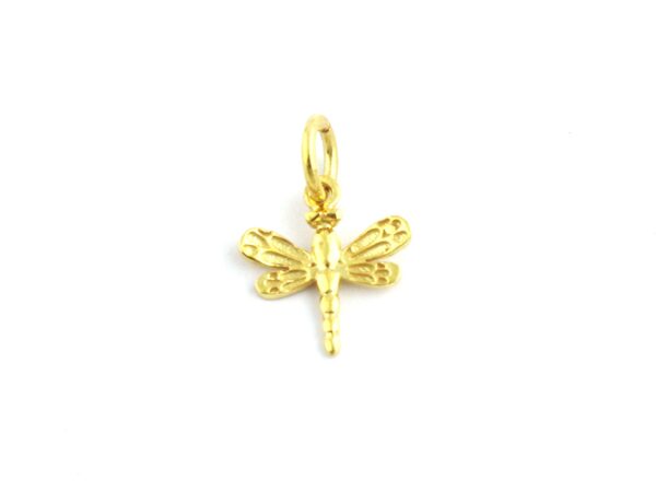 18k Solid Yellow Gold Dragonfly Dainty Pendant For Women - Image 2