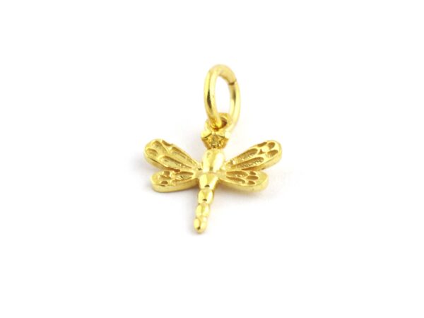 18k Solid Yellow Gold Dragonfly Dainty Pendant For Women