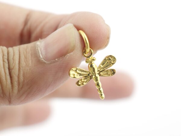 18k Solid Yellow Gold Dragonfly Dainty Pendant For Women - Image 7