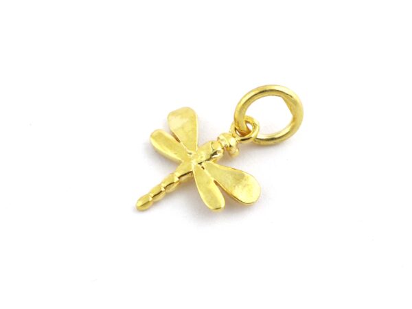 18k Solid Yellow Gold Dragonfly Dainty Pendant For Women - Image 8