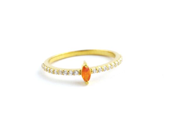 14k Solid Gold Diamond and Carnelian Dainty Engagement Ring