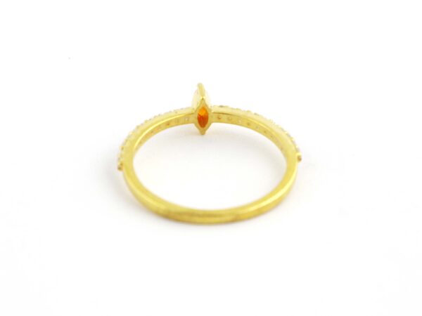 14k Solid Gold Diamond and Carnelian Dainty Engagement Ring - Image 10