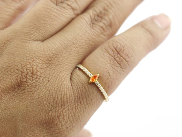 14k Solid Gold Diamond and Carnelian Dainty Engagement Ring - Image 7