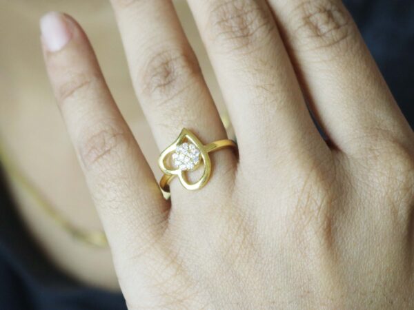 14k Solid Gold Heart Diamond Engagement Ring For Her - Image 3