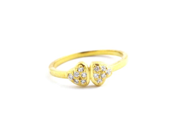 14k Solid Gold Double Heart Diamond Engagement Ring For Love