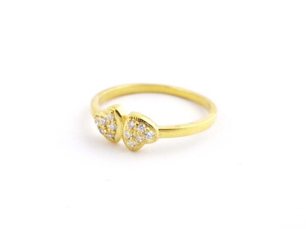 14k Solid Gold Double Heart Diamond Engagement Ring For Love - Image 4