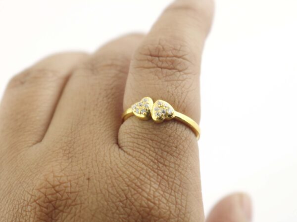 14k Solid Gold Double Heart Diamond Engagement Ring For Love - Image 6
